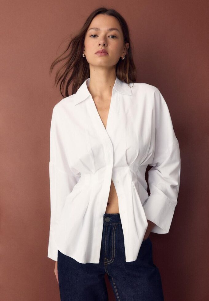 Chemise en popeline à plis