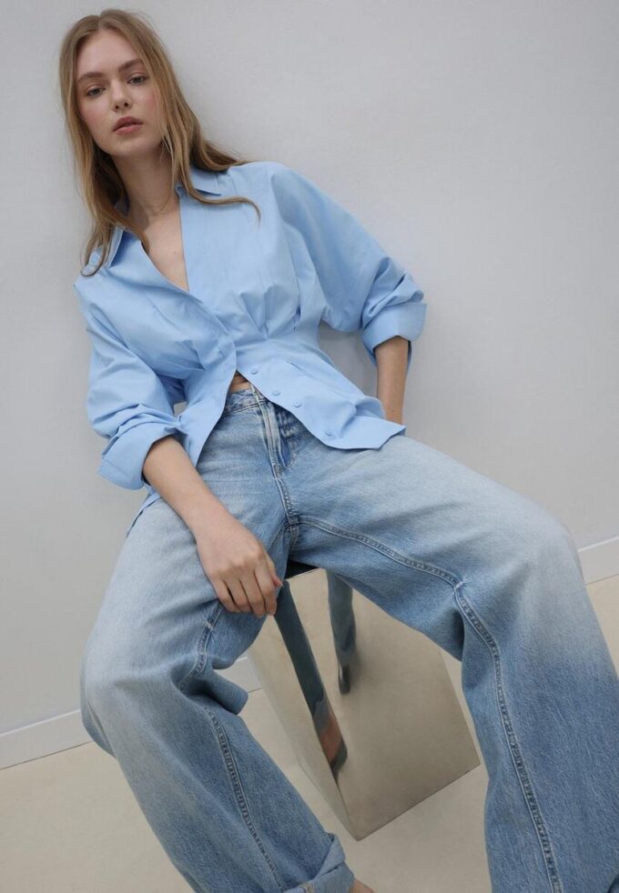 Chemise en popeline à plis Chemise en popeline à plis