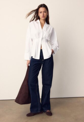 Chemise en popeline à plis