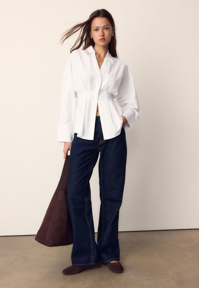 Chemise en popeline à plis