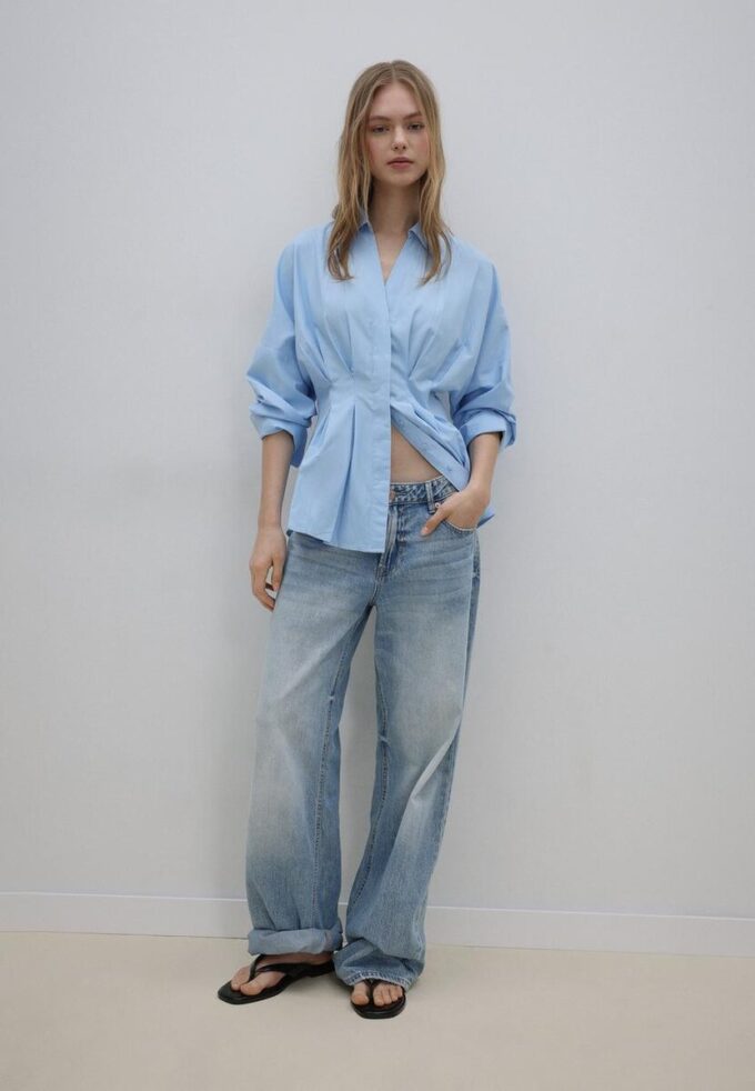 Chemise en popeline à plis Chemise en popeline à plis