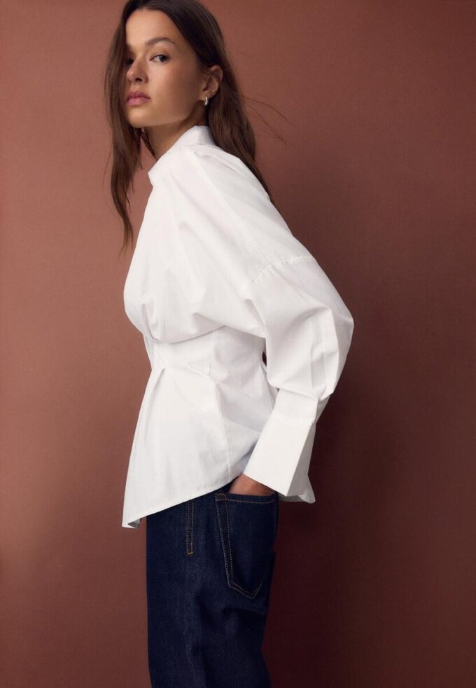 Chemise en popeline à plis