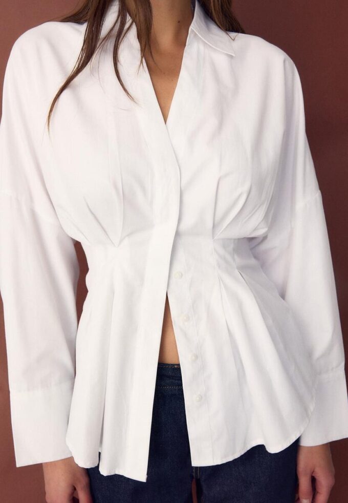 Chemise en popeline à plis