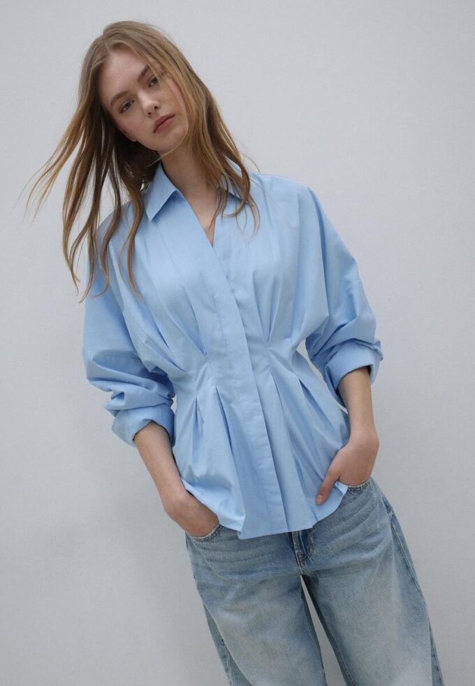 Chemise en popeline à plis Chemise en popeline à plis