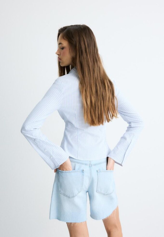 Chemise froncée en bengaline