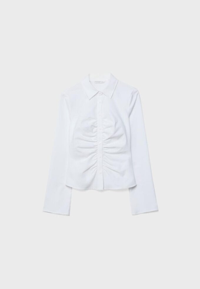 Chemise froncée en bengaline