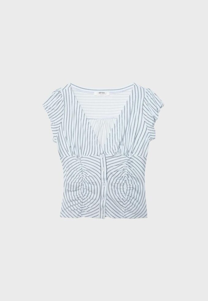 Chemise à manches courtes froncée Chemise à manches courtes froncée