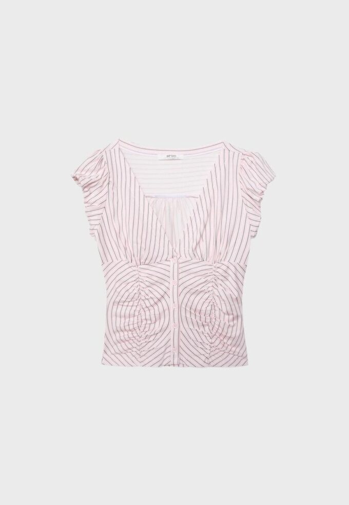 Chemise à manches courtes froncée Chemise à manches courtes froncée