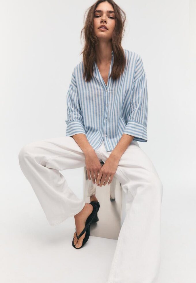 Chemise à manches kimono effet lin Chemise à manches kimono effet lin