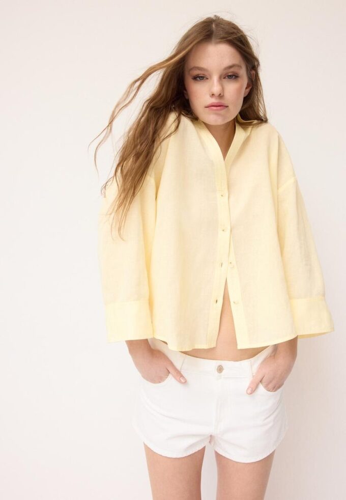 Chemise à manches kimono effet lin Chemise à manches kimono effet lin