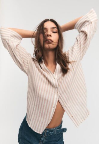 Chemise à manches kimono effet lin