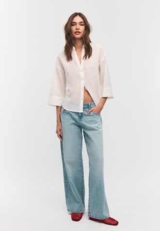 Chemise à manches kimono effet lin