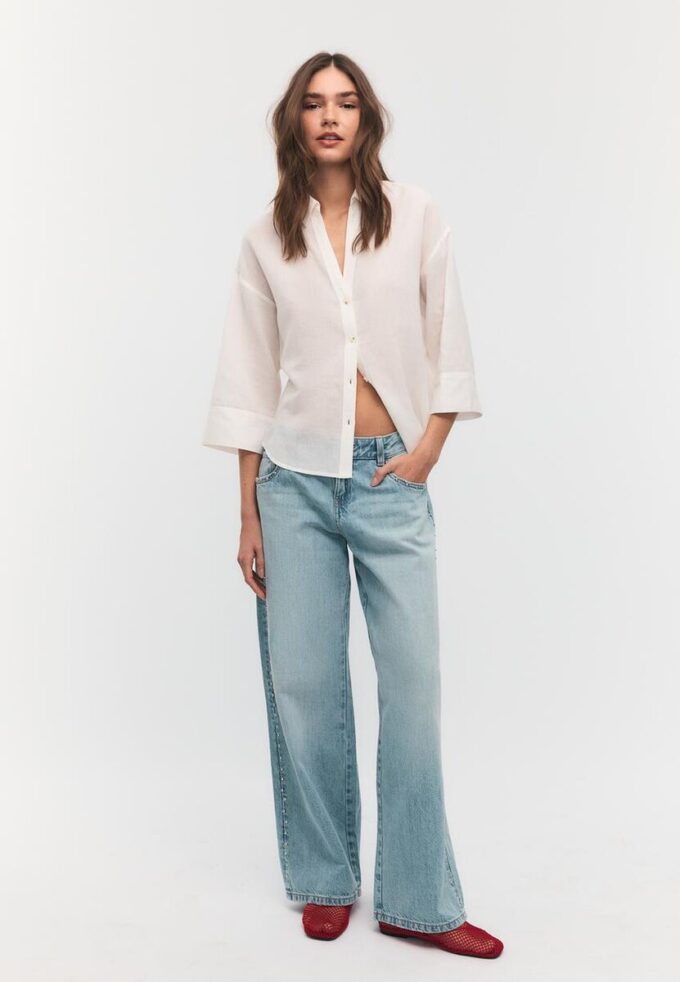 Chemise à manches kimono effet lin Chemise à manches kimono effet lin