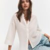Chemise à manches kimono effet lin Chemise à manches kimono effet lin