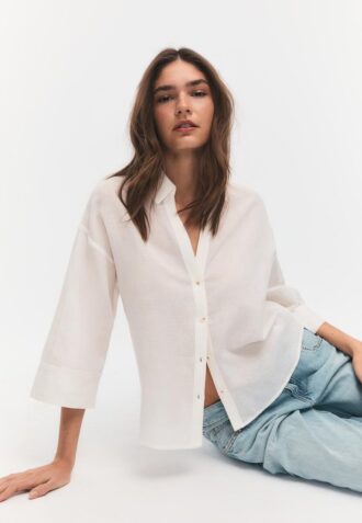 Chemise à manches kimono effet lin