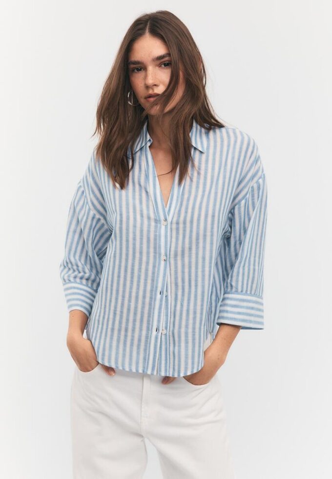 Chemise à manches kimono effet lin Chemise à manches kimono effet lin