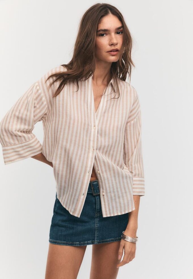 Chemise à manches kimono effet lin Chemise à manches kimono effet lin