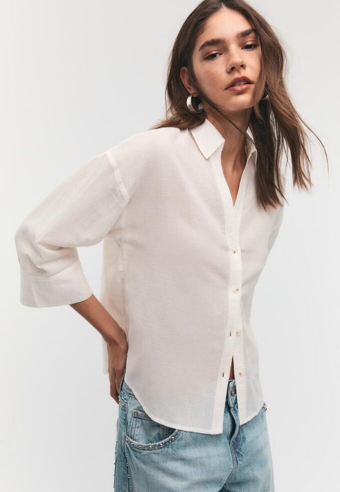 Chemise à manches kimono effet lin Chemise à manches kimono effet lin