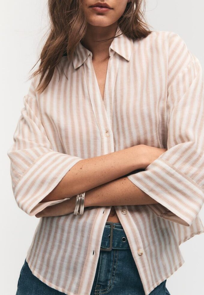 Chemise à manches kimono effet lin Chemise à manches kimono effet lin