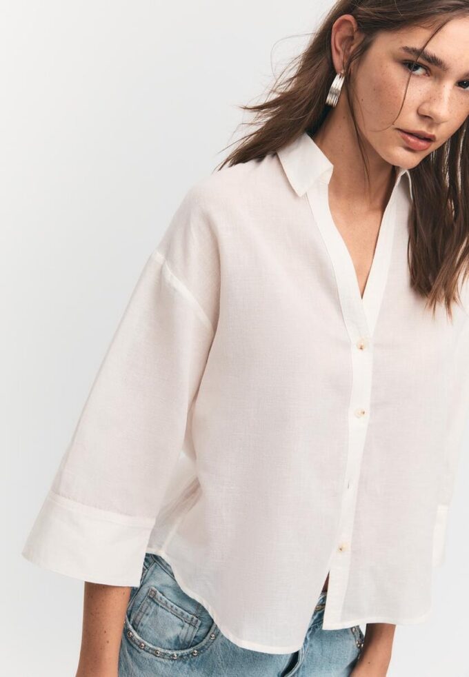 Chemise à manches kimono effet lin Chemise à manches kimono effet lin