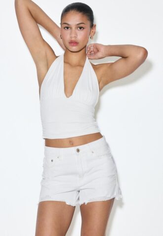 Court en denim déchiré D75