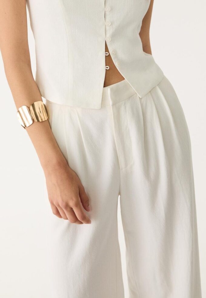 Culotte-jupe à pinces en mélange de lin Culotte-jupe à pinces en mélange de lin