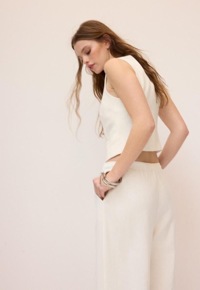 Gilet basique en mélange de lin