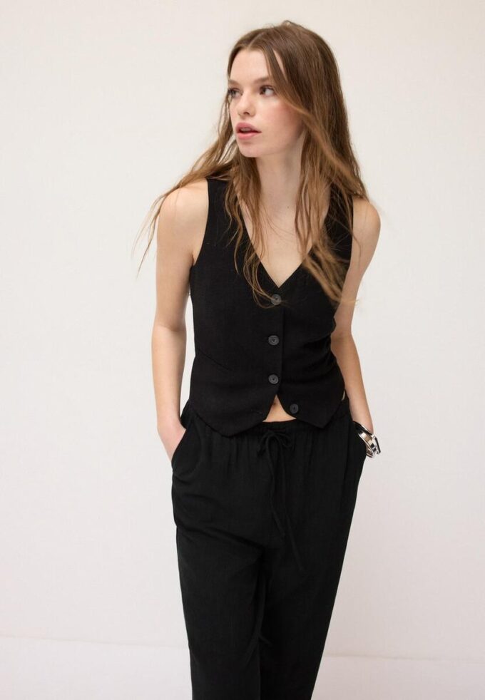 Gilet boutonné effet lin Gilet boutonné effet lin