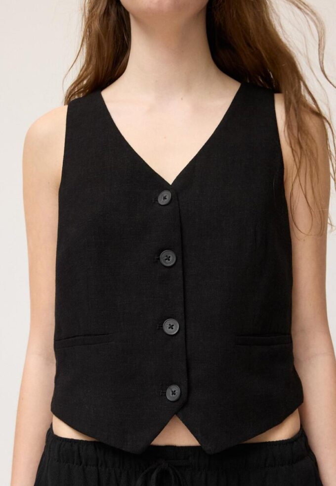 Gilet boutonné effet lin Gilet boutonné effet lin
