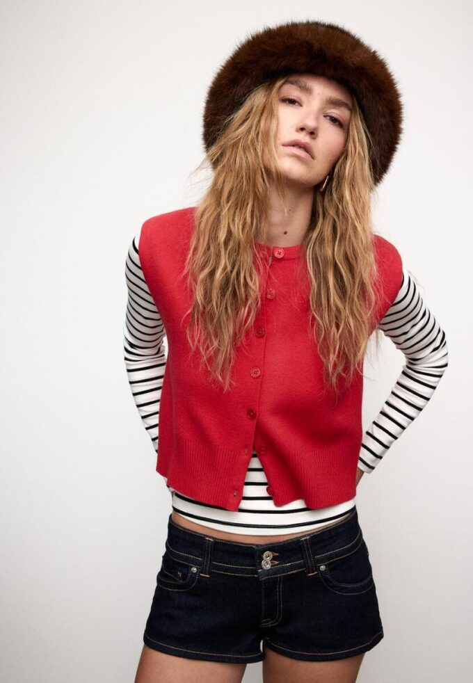 Gilet en maille à épaules rembourrées Gilet en maille à épaules rembourrées