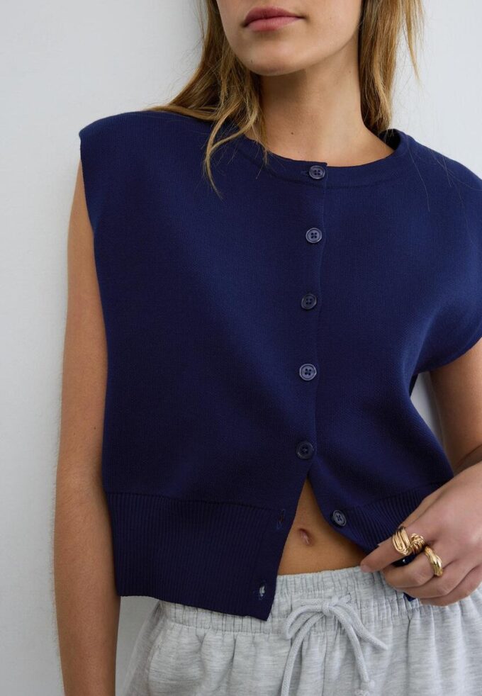 Gilet en maille à épaules rembourrées Gilet en maille à épaules rembourrées