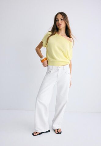 Haut à col bateau en maille rustique