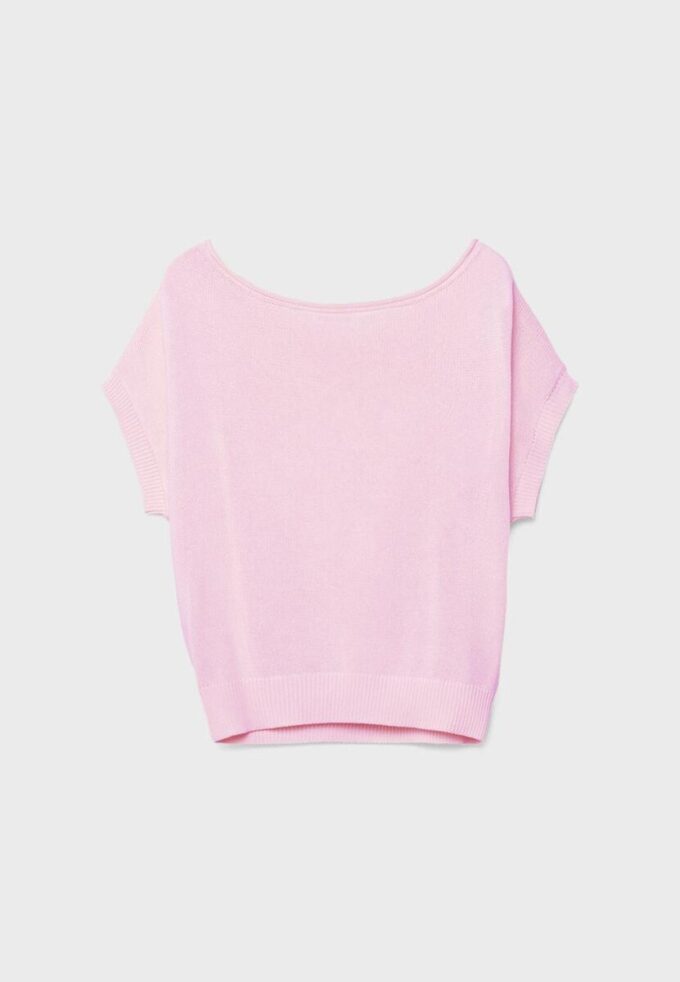 Haut à col bateau en maille rustique Haut à col bateau en maille rustique