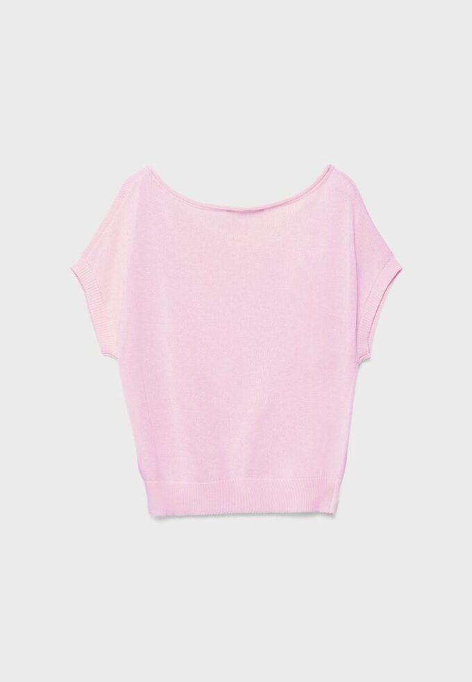 Haut à col bateau en maille rustique Haut à col bateau en maille rustique