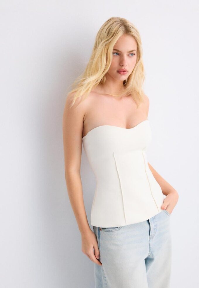 Haut de bikini bandeau à encolure en cœur