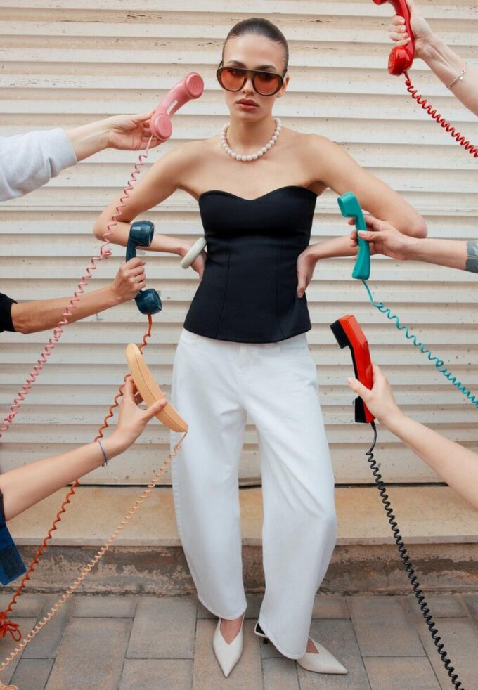 Haut de bikini bandeau à encolure en cœur