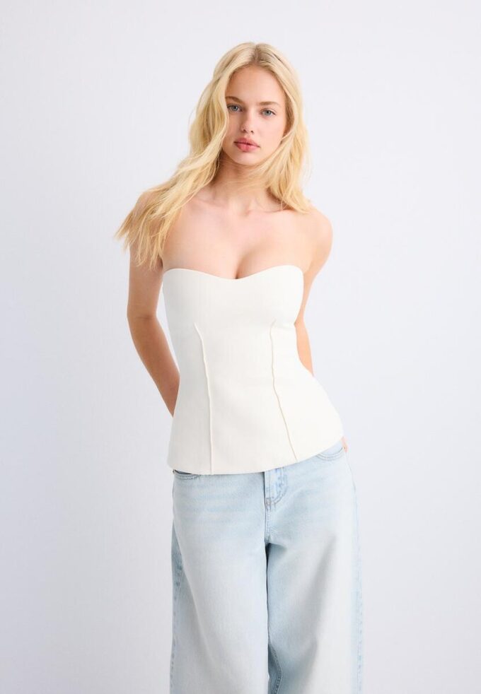 Haut de bikini bandeau à encolure en cœur