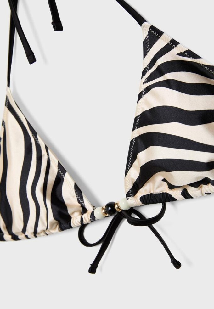 Haut de bikini triangle en satin imprimé