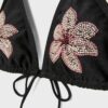 Haut de bikini triangle à fleurs brodées Haut de bikini triangle à fleurs brodées