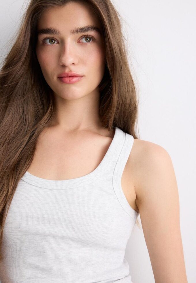 Haut dos nageur en coton côtelé