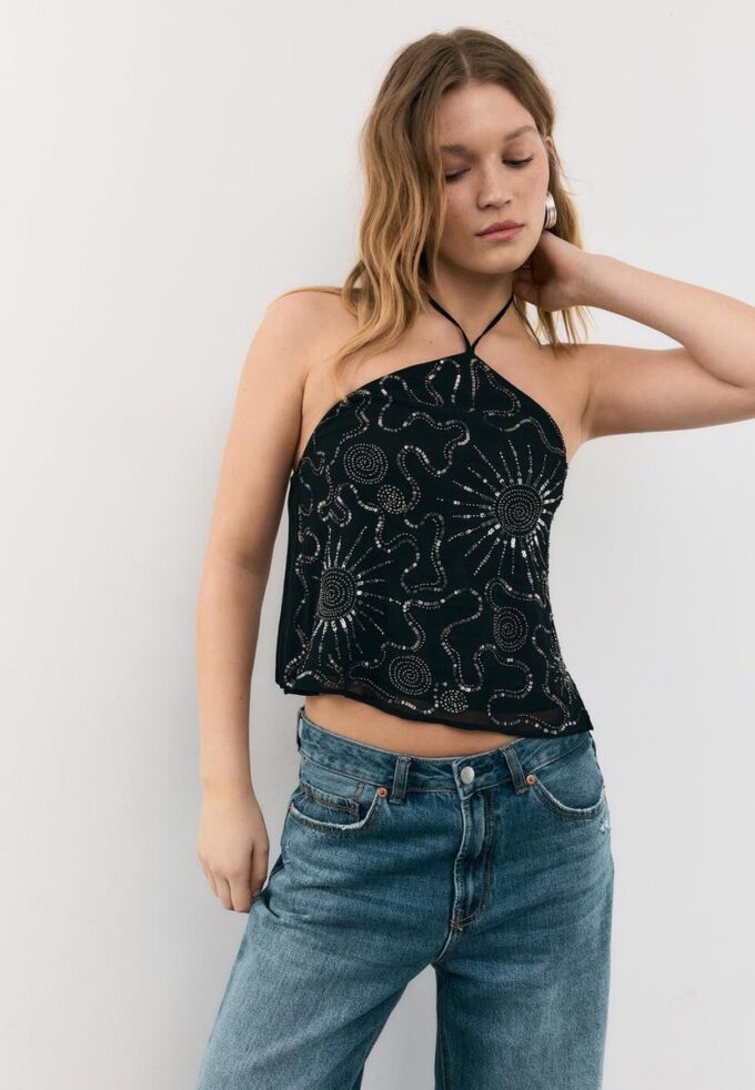 Haut dos nu brodé Haut dos nu brodé