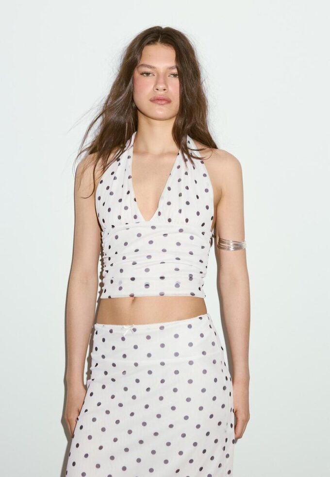 Haut dos nu en maille à pois