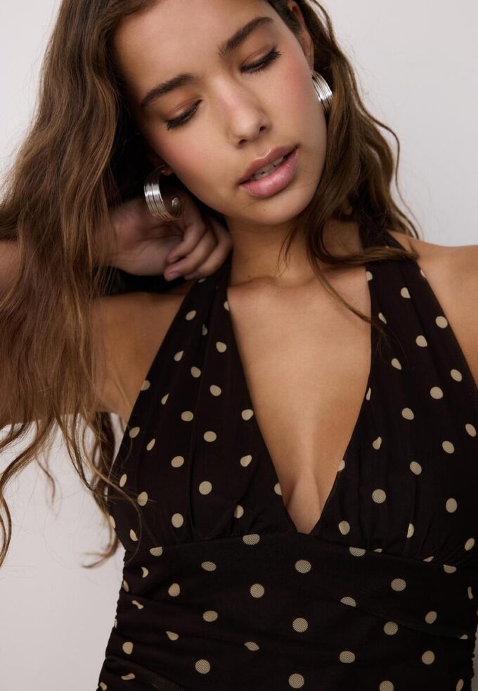 Haut dos nu en maille à pois