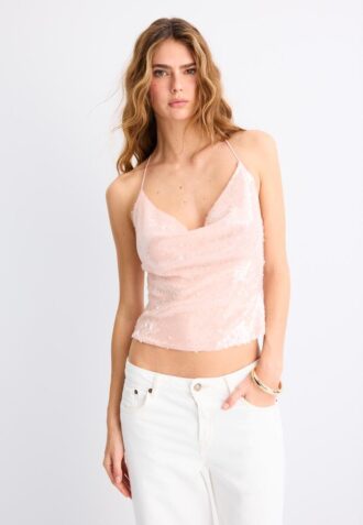 Haut dos nu à paillettes