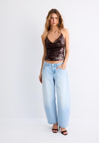 Haut dos nu à paillettes