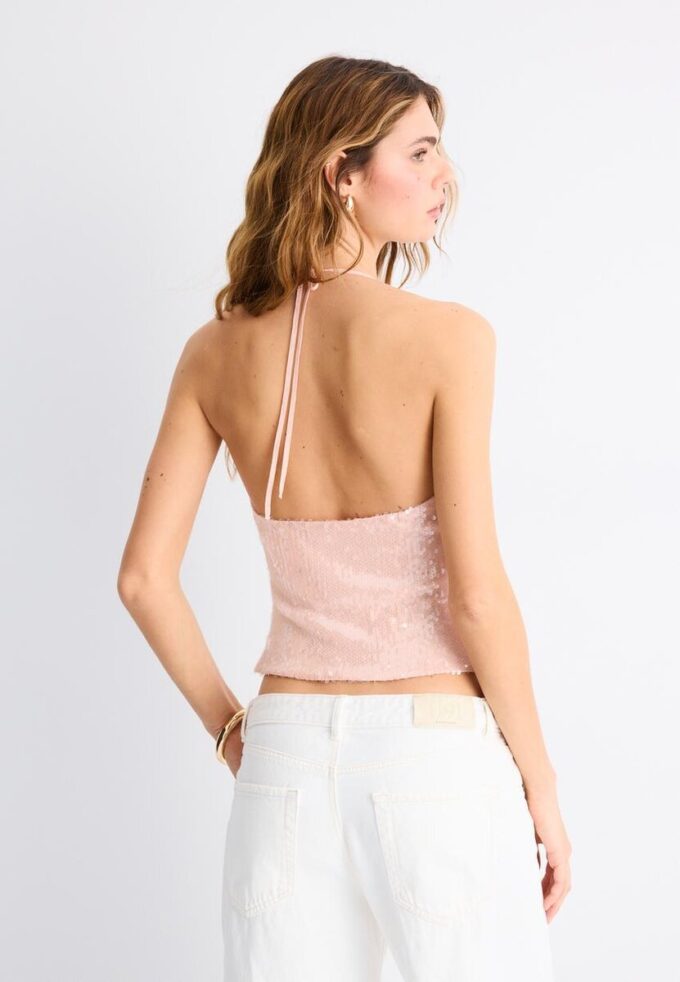 Haut dos nu à paillettes