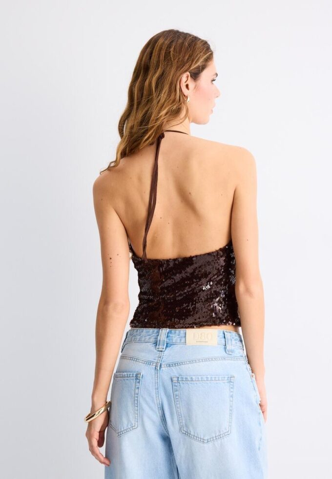 Haut dos nu à paillettes