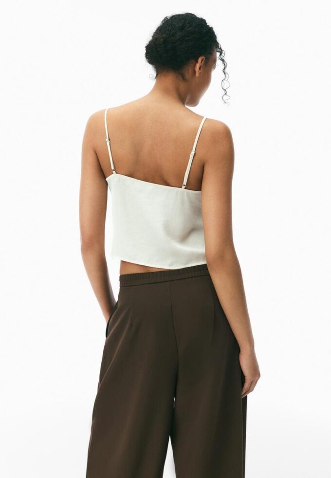 Haut en dentelle satinée à bretelles