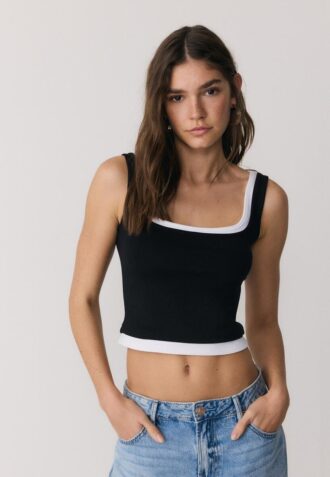 Haut à encolure carrée effet deux pièces