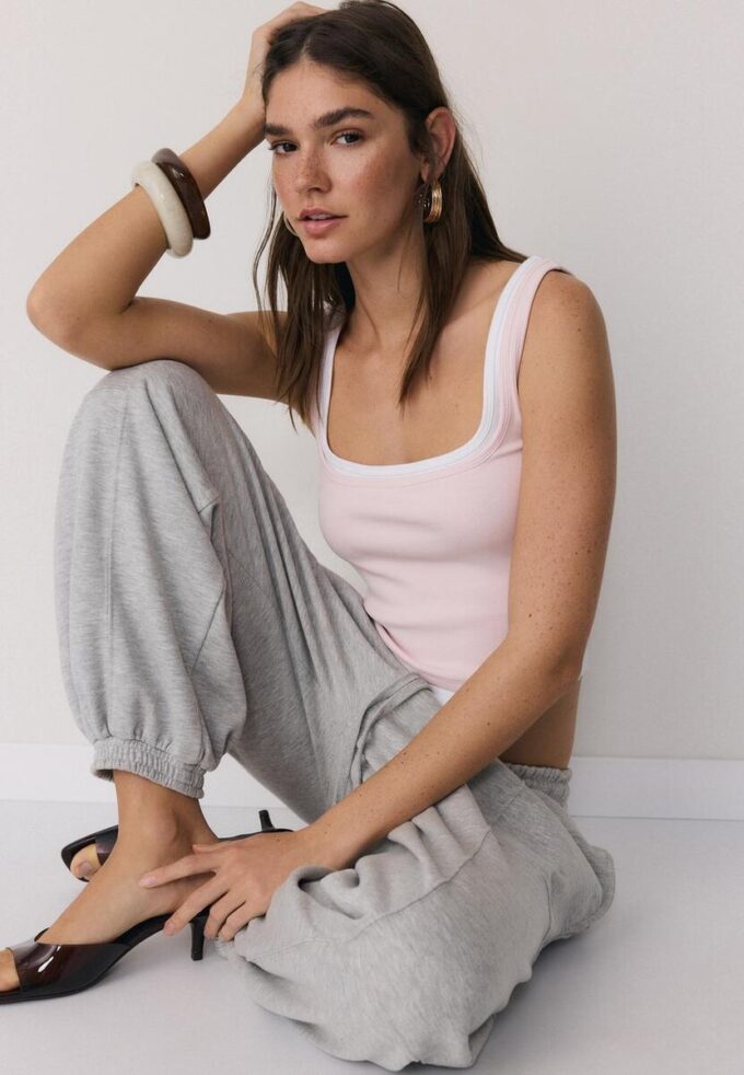 Haut à encolure carrée effet deux pièces